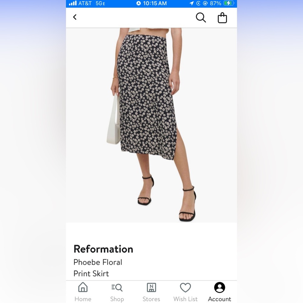 Reformation phoebe floral slit skirt